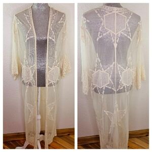 Stylestalker White Embroidered Cardigan Duster ~ One Size